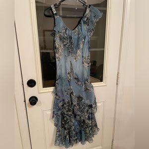 Y2k floral midi dress with sequins and bead details